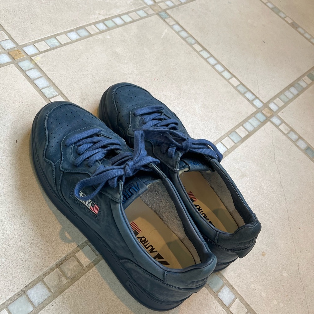 Blue Canvas Lace-Up Sneakers